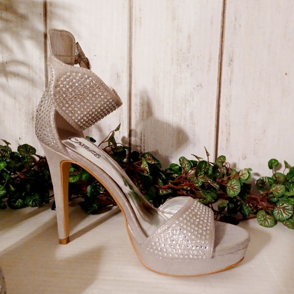 Carlos Santana Embellished Open Toe Heeled Platform Sandal - Silver Shimmer - Picture 11 of 16